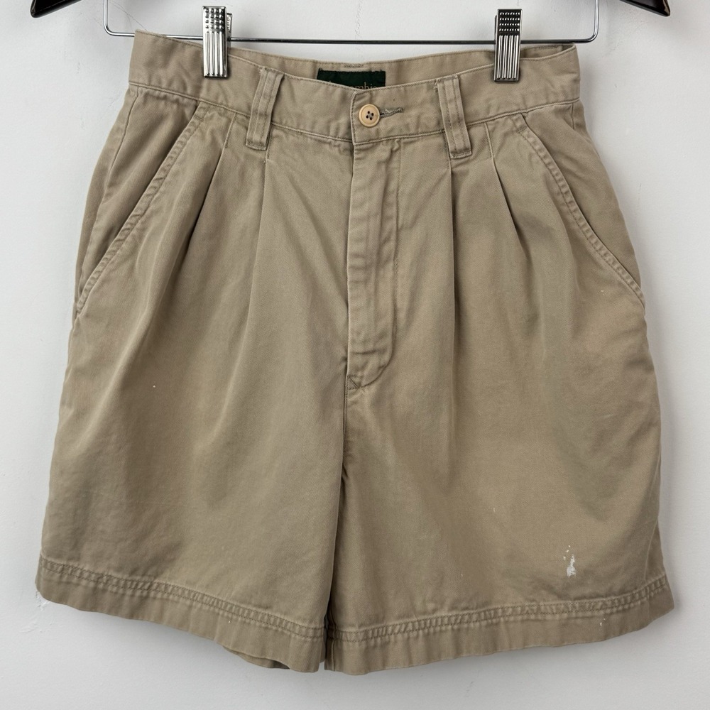 Vintage Abercrombie Sun Wind Sand Shorts Womens 25 Khaki Double Pleated Mom Rise